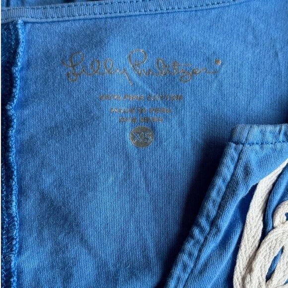 NWOT Lilly Pulitzer Brewster Dress 100% PIMA Cotton Made in Peru Blue Scroll XS - Picture 5 of 5